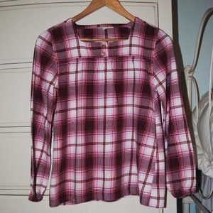 Lands' End Girl's Paid Flannel Top, Size 14